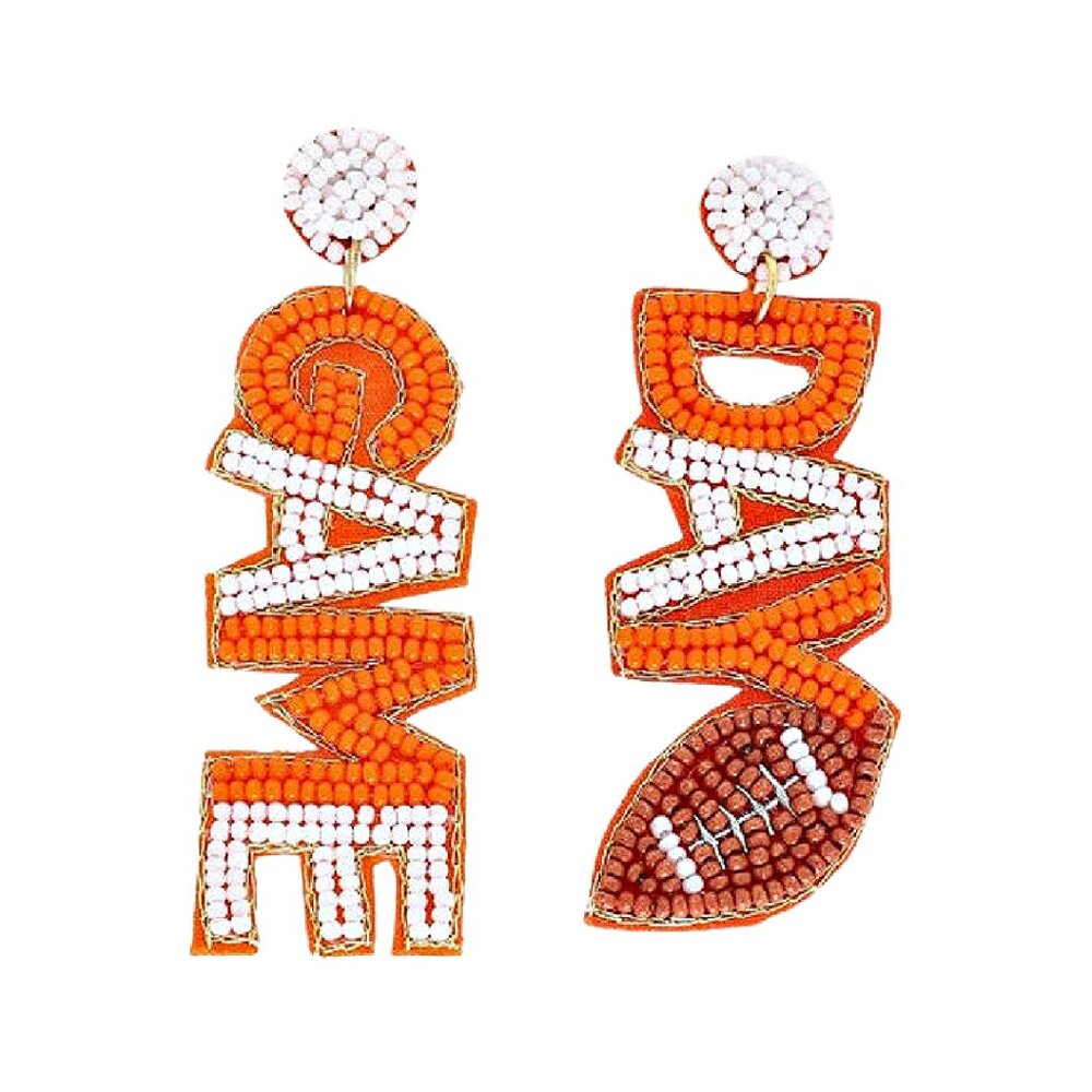 Orange & White Gameday College Football VOLS Team Colors Beaded Earrings NEW